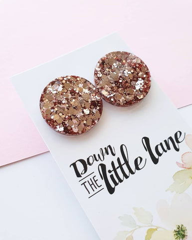 "Mega Moon Studs" in Champagne glitter - Down The Little Lane