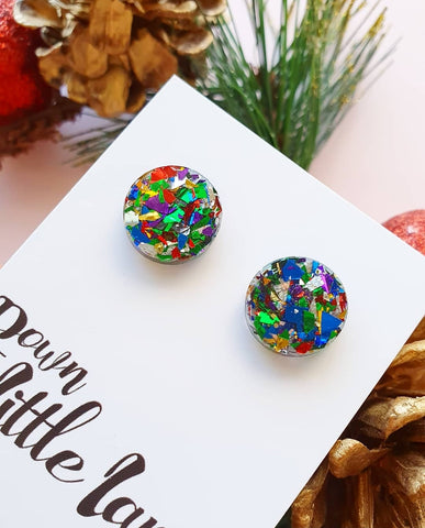 "Medium Moon Studs" in Festive foil - Down The Little Lane
