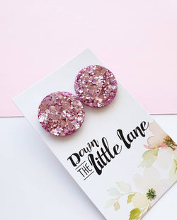 "Mega Moon Studs" in Lilac glitter - Down The Little Lane 