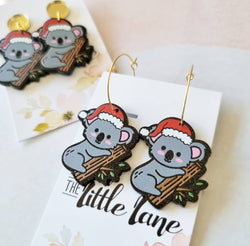 Christmas Koala in gold (hoop)