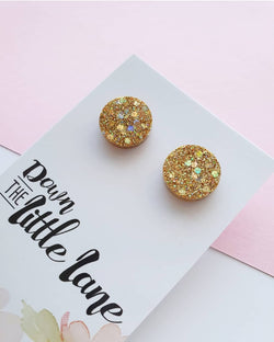 "Medium Moon Studs" in Gold glitter - Down The Little Lane 