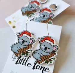 Christmas Koala in silver (hoop)